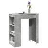 Mesa alta bar con estantes madera gris hormigón 95x47x103,5 cm