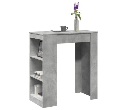 Mesa alta bar con estantes madera gris hormigón 95x47x103,5 cm