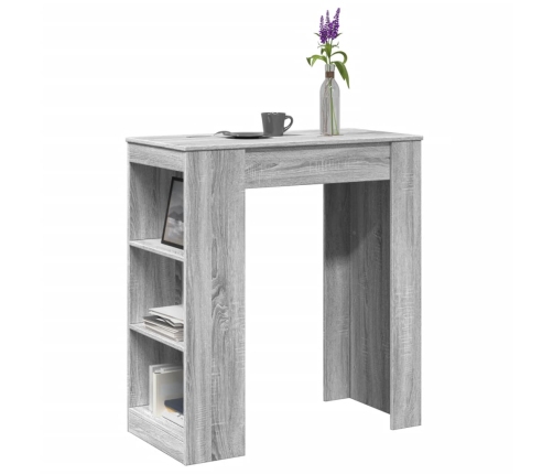 Mesa alta bar con estantes madera gris Sonoma 95x47x103,5 cm