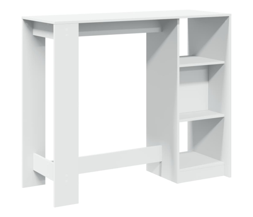 Mesa bar con estante madera ingeniería blanca 124x46x103,5 cm