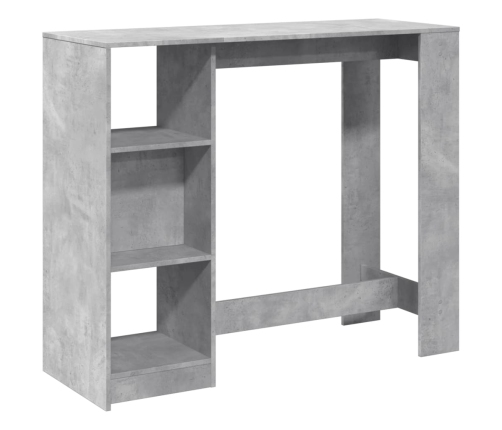 Mesa bar con estante madera gris hormigón 124x46x103,5 cm