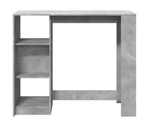 Mesa bar con estante madera gris hormigón 124x46x103,5 cm