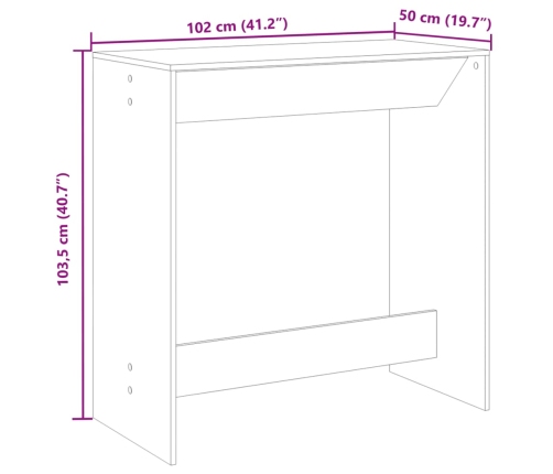 Mesa alta de bar madera ingeniería blanca 102x50x103,5 cm