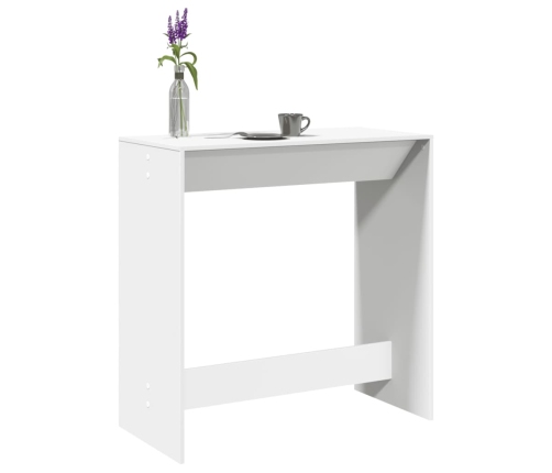 Mesa alta de bar madera ingeniería blanca 102x50x103,5 cm