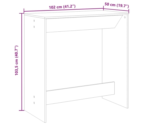 Mesa alta de bar madera ingeniería gris hormigón 102x50x103,5cm