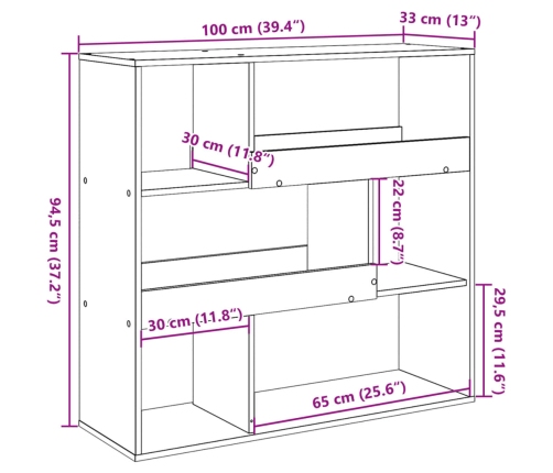 Estantería divisor de espacios roble Sonoma 100x33x94,5 cm