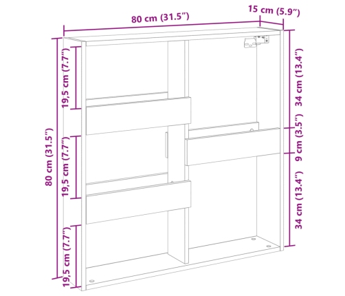 Armario de pared madera de ingeniería blanco 80x15x80 cm