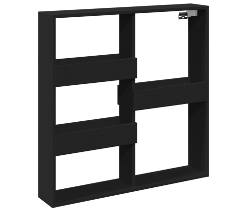 Armario de pared madera de ingeniería negro 80x15x80 cm