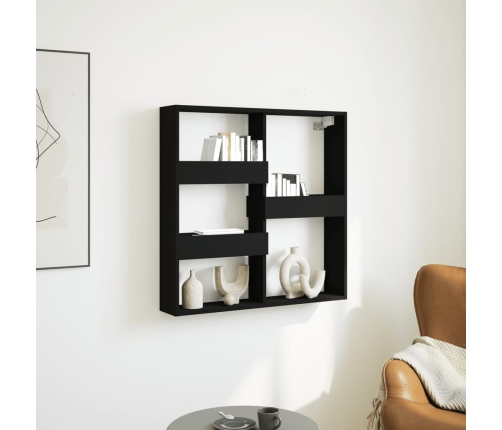 Armario de pared madera de ingeniería negro 80x15x80 cm