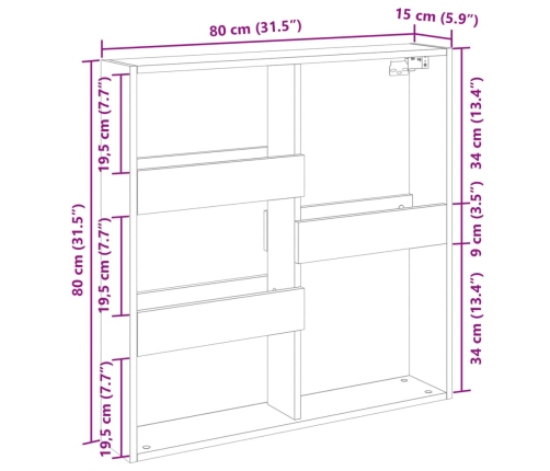 Armario de pared madera de ingeniería roble Sonoma 80x15x80 cm