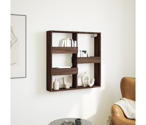 Armario de pared madera de ingeniería marrón roble 80x15x80 cm