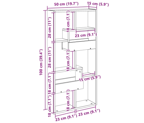 Armario de pared madera de ingeniería negro 50x15x100 cm