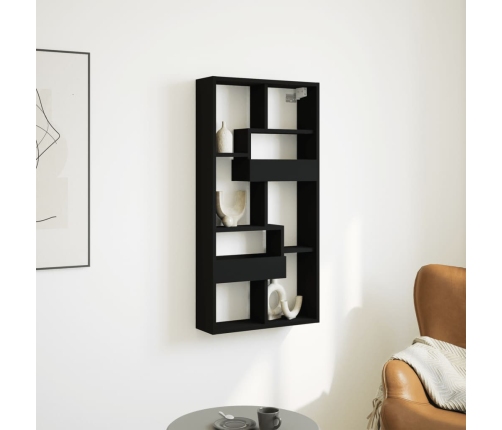 Armario de pared madera de ingeniería negro 50x15x100 cm