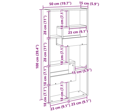 Armario de pared madera ingeniería roble Sonoma 50x15x100 cm