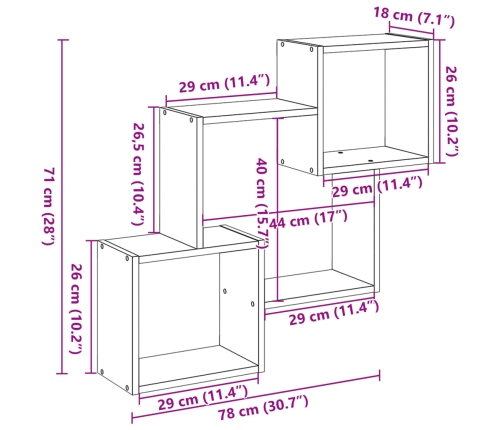 Armario de pared madera de ingeniería blanco 78x18x71 cm