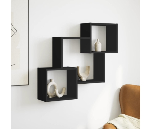 Armario de pared madera de ingeniería negro 78x18x71 cm