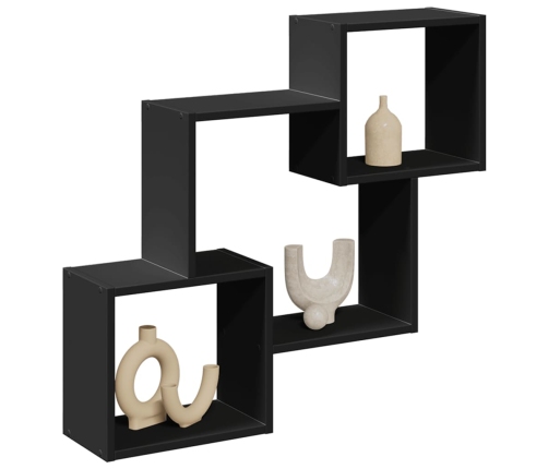 Armario de pared madera de ingeniería negro 78x18x71 cm