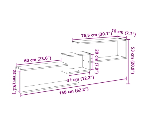 Armario de pared madera de ingeniería blanco 158x18x53 cm