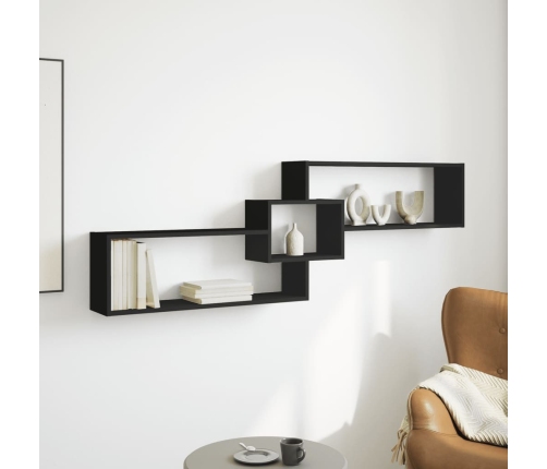 Armario de pared madera de ingeniería negro 158x18x53 cm