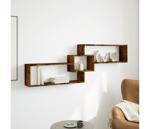 Armario de pared madera ingeniería roble ahumado 158x18x53 cm