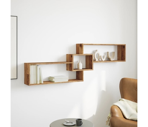 Mueble pared madera ingeniería madera envejecida 158x18x53 cm