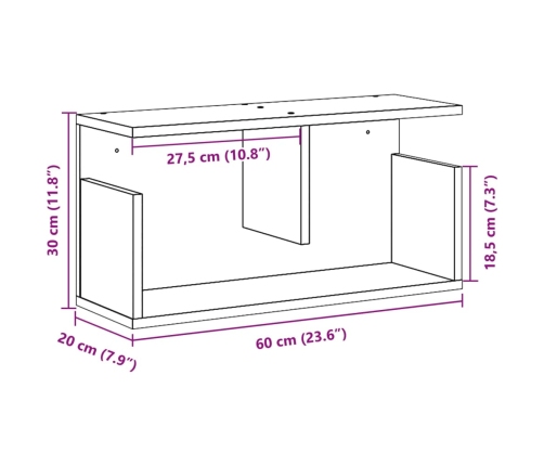 Mueble de pared madera de ingeniería blanco 60x20x30 cm