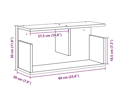 Mueble de pared madera de ingeniería roble Sonoma 60x20x30 cm