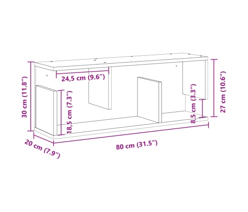 Armario de pared madera de ingeniería blanco 80x20x30 cm