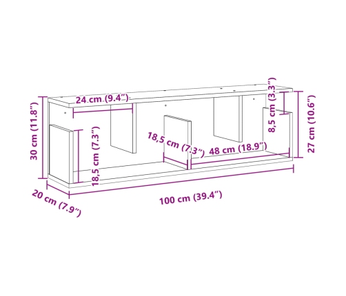 Armario de pared madera de ingeniería blanco 100x20x30 cm