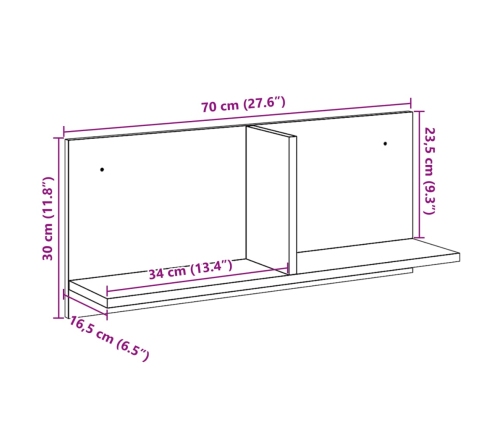 Armario de pared madera de ingeniería blanco 70x16,5x30 cm