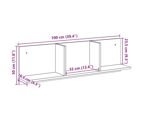 Mueble de pared madera de ingeniería blanco 100x16,5x30 cm