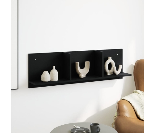 Mueble de pared madera de ingeniería negro 100x16,5x30 cm