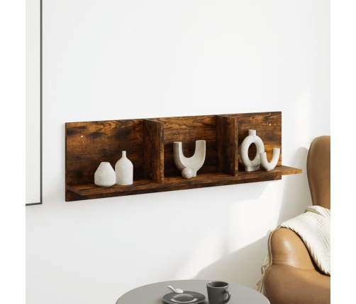 Mueble de pared madera ingeniería roble ahumado 100x16,5x30 cm