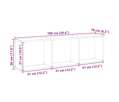 Armario de pared madera de ingeniería blanco 100x16x30 cm