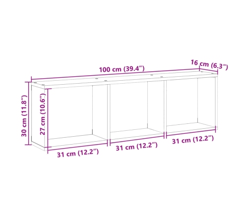 Armario de pared madera de ingeniería roble sonoma 100x16x30 cm