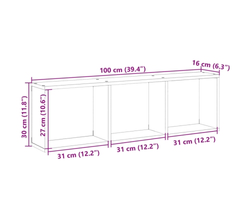 Mueble de pared madera de ingeniería envejecida 100x16x30 cm