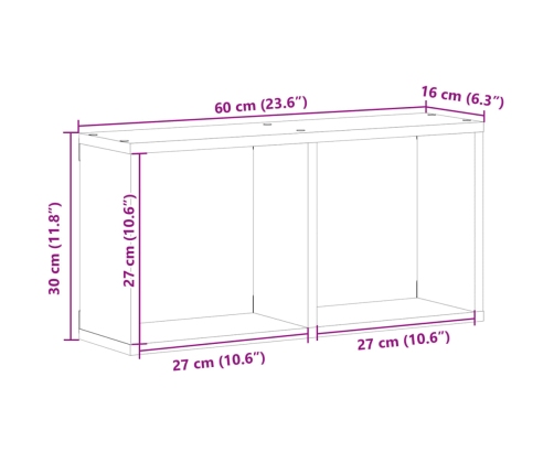 Armario de pared madera de ingeniería negro 60x16x30 cm