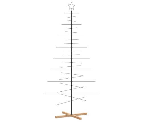 Árbol de Navidad metal negro con base de madera 210 cm