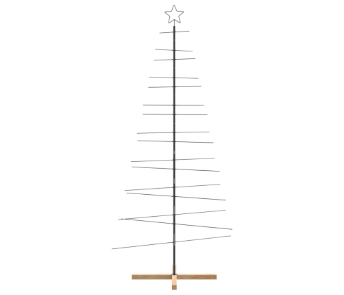 Árbol de Navidad metal negro con base de madera 210 cm