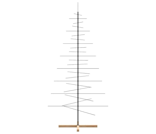 Árbol de Navidad metal negro con base de madera 210 cm