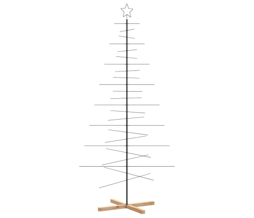 Árbol de Navidad metal negro con base de madera 210 cm