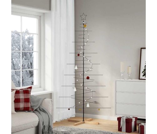 Árbol de Navidad metal negro con base de madera 210 cm