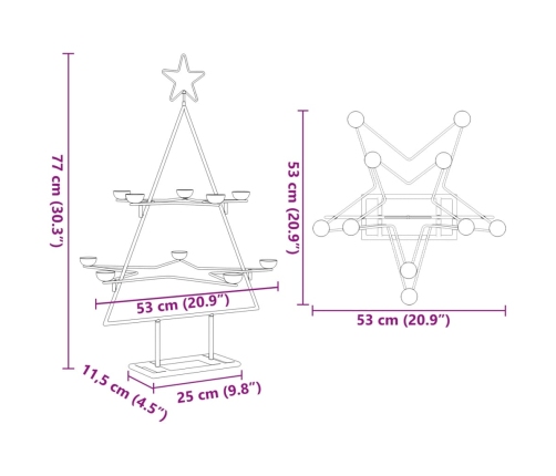 Árbol de Navidad para decoración metal negro 75 cm