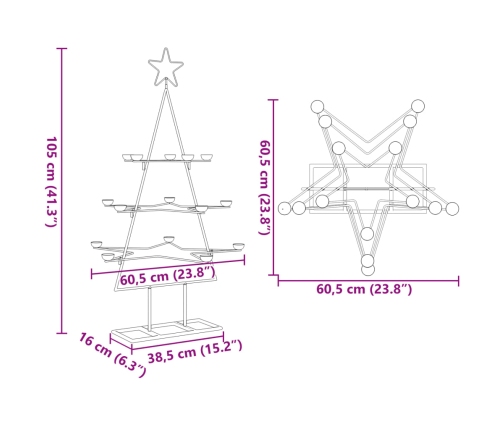 Árbol de Navidad para decoración metal negro 105 cm