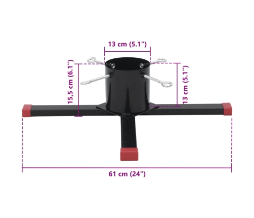Soporte para árbol de Navidad negro 61x61x15,5 cm