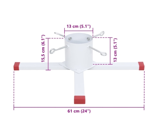 Soporte para árbol de Navidad blanco 61x61x15,5 cm