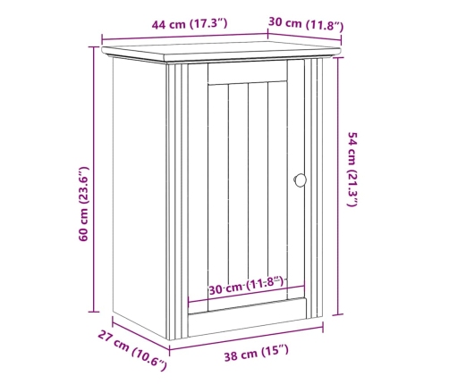 Armario de pared para baño BODO blanco 44x30x60 cm