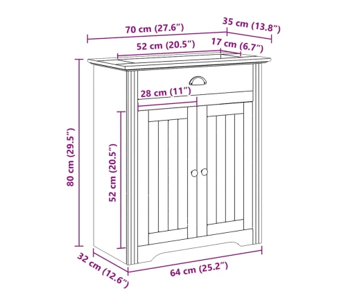 Mueble de baño con lavabo BODO blanco 70x35x80 cm