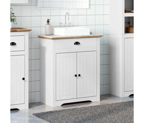 Mueble de baño con lavabo BODO blanco y marrón 70x35x80 cm