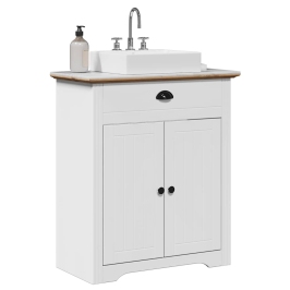 Mueble de baño con lavabo BODO blanco y marrón 70x35x80 cm